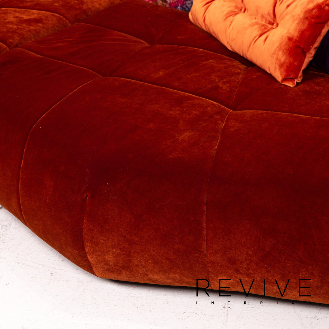 Bretz Matilda Fabric Corner Sofa incl. Stool Orange Red Pattern Sofa Couch #15300