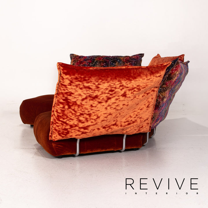 Bretz Matilda Fabric Corner Sofa incl. Stool Orange Red Pattern Sofa Couch #15300