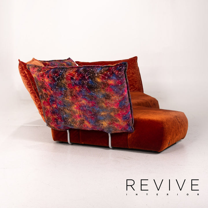 Bretz Matilda Fabric Corner Sofa incl. Stool Orange Red Pattern Sofa Couch #15300