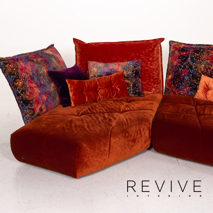 Bretz Matilda Fabric Corner Sofa incl. Stool Orange Red Pattern Sofa Couch #15300