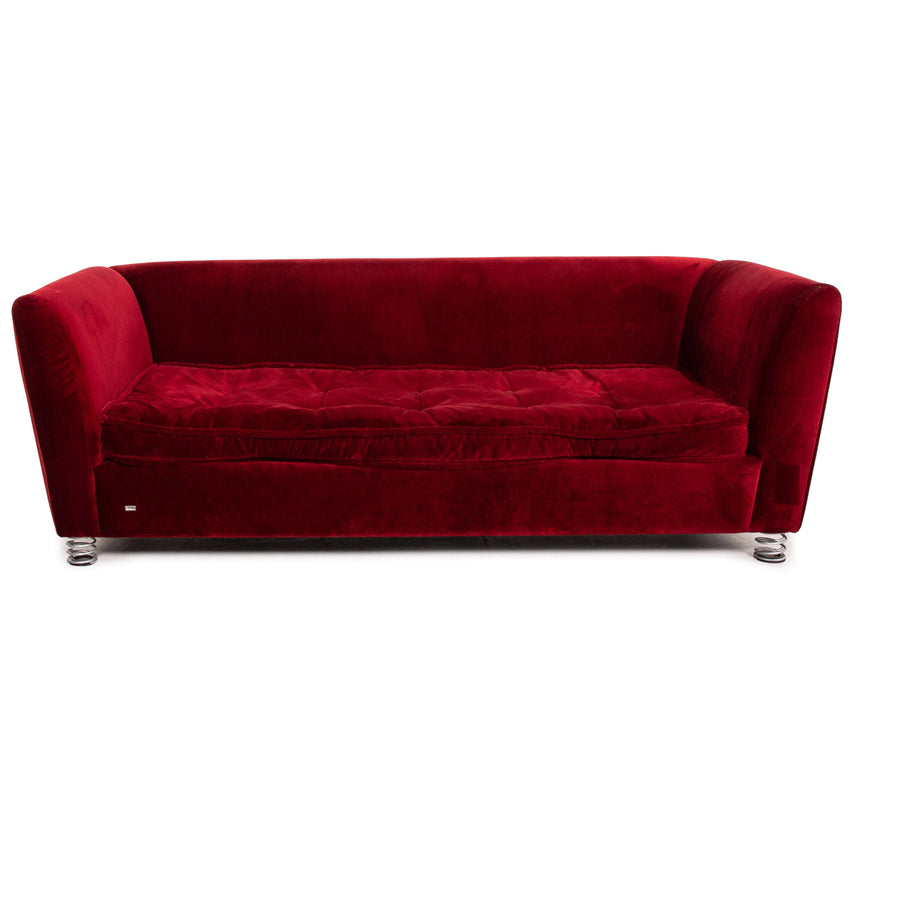 Bretz Monster Velvet Fabric Sofa Red Dark Red Three Seater Couch #15171