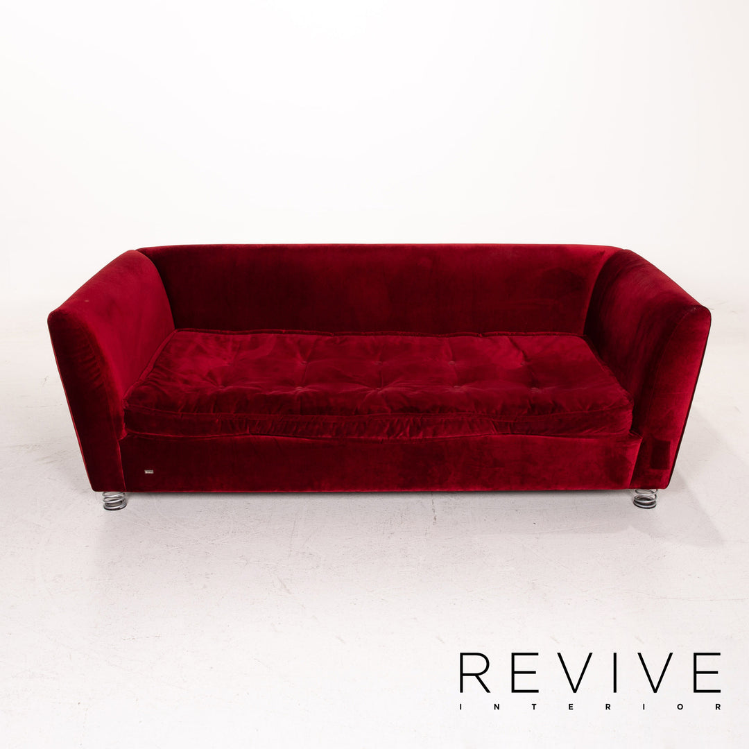 Bretz Monster Velvet Fabric Sofa Red Dark Red Three Seater Couch #15171