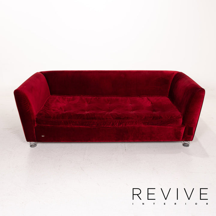 Bretz Monster Velvet Fabric Sofa Red Dark Red Three Seater Couch #15171