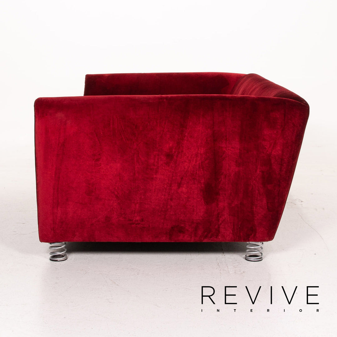 Bretz Monster Velvet Fabric Sofa Red Dark Red Three Seater Couch #15171