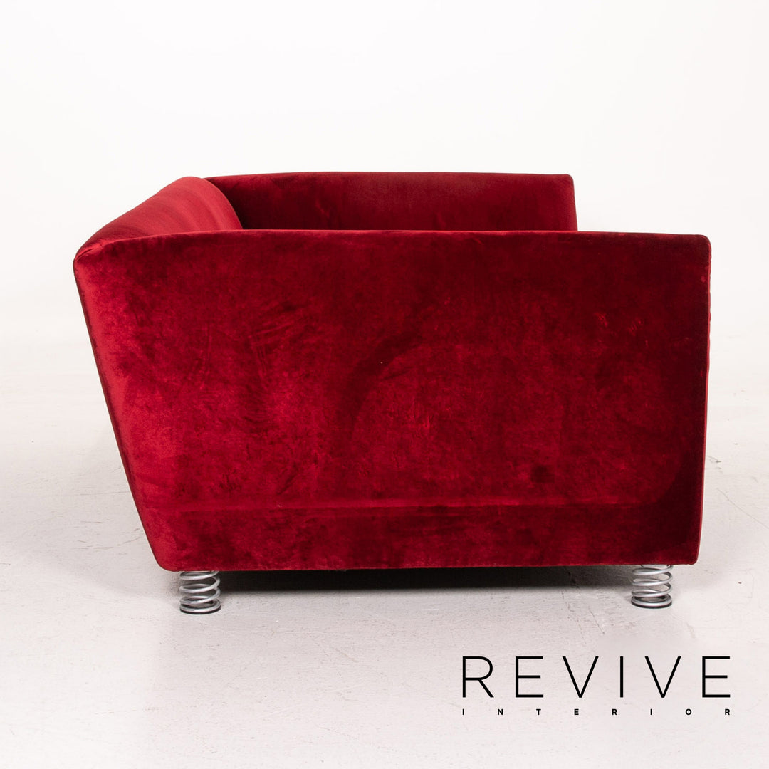 Bretz Monster Velvet Fabric Sofa Red Dark Red Three Seater Couch #15171