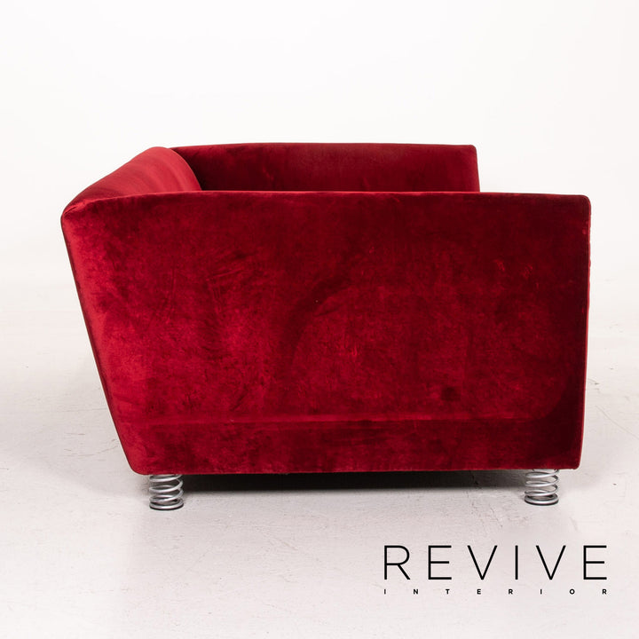 Bretz Monster Velvet Fabric Sofa Red Dark Red Three Seater Couch #15171