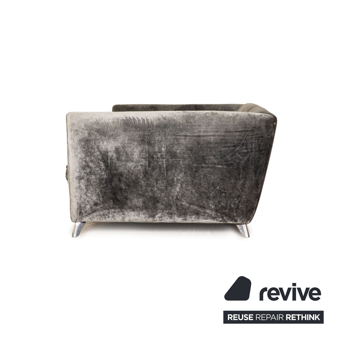 Bretz Monster Fabric Three Seater Silver Sofa Couch