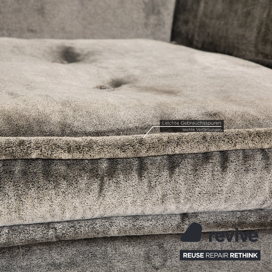 Bretz Monster Fabric Three Seater Silver Sofa Couch