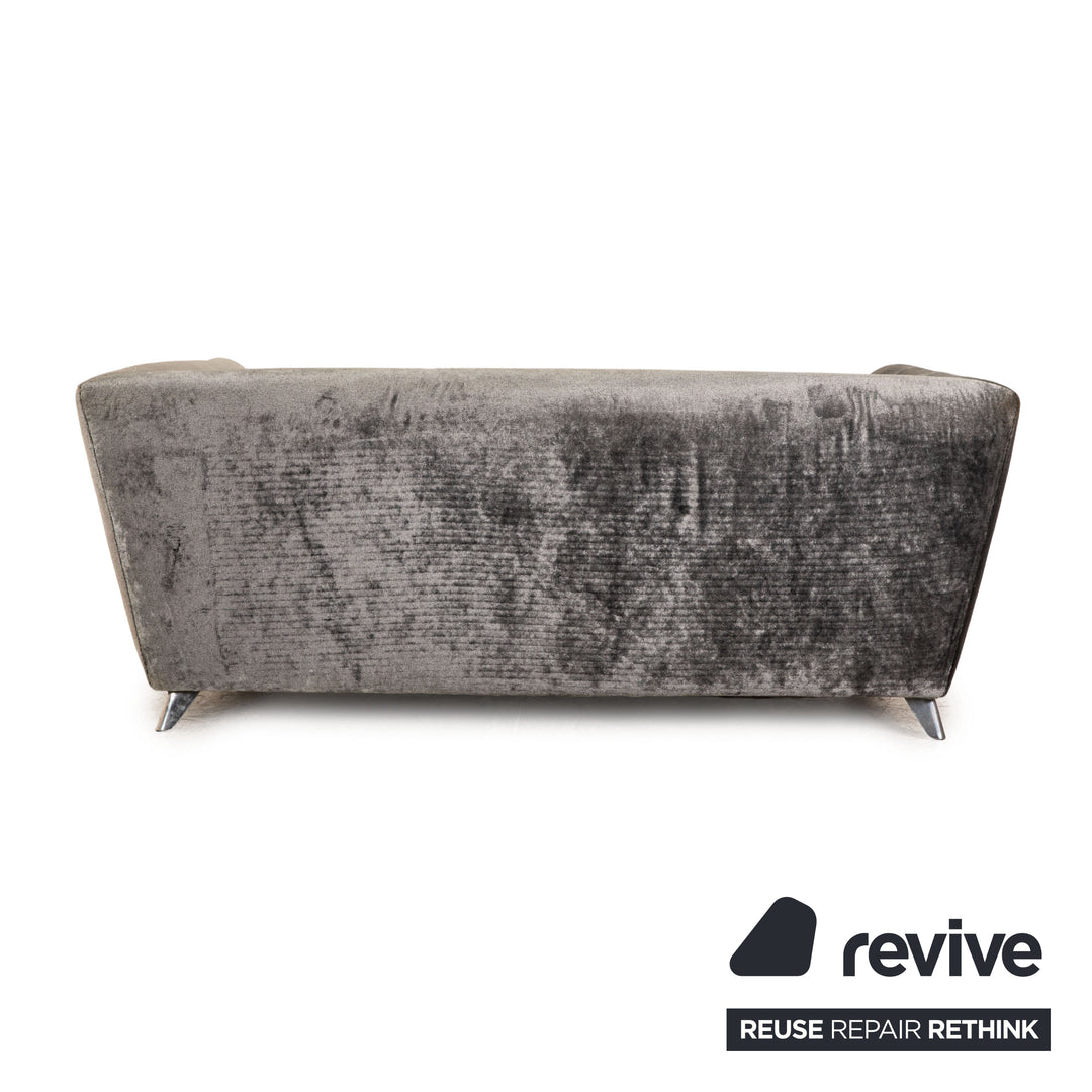 Bretz Monster Fabric Three Seater Silver Sofa Couch