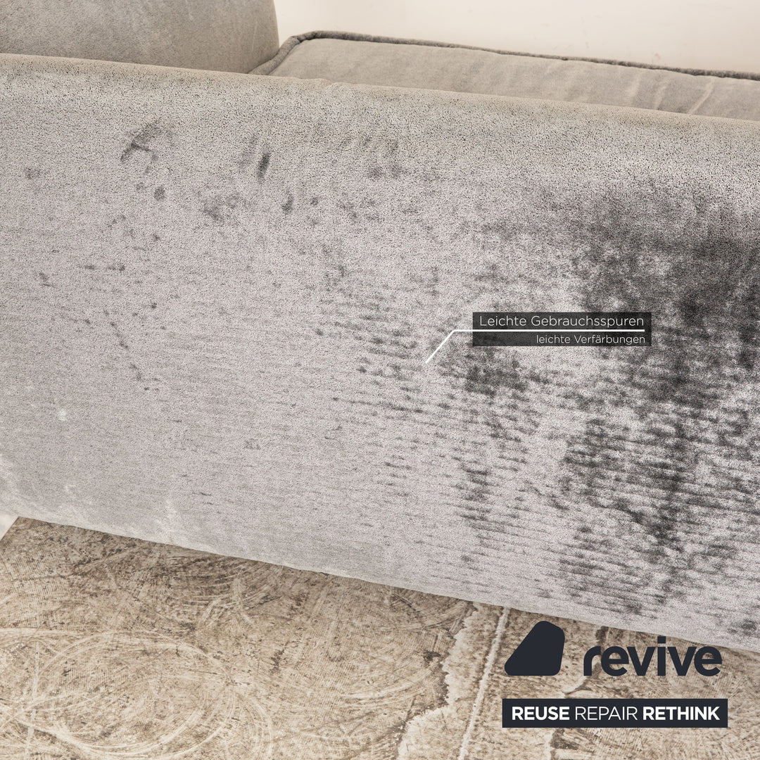 Bretz Monster Fabric Three Seater Silver Sofa Couch