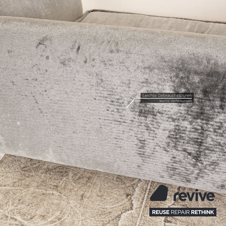 Bretz Monster Fabric Three Seater Silver Sofa Couch