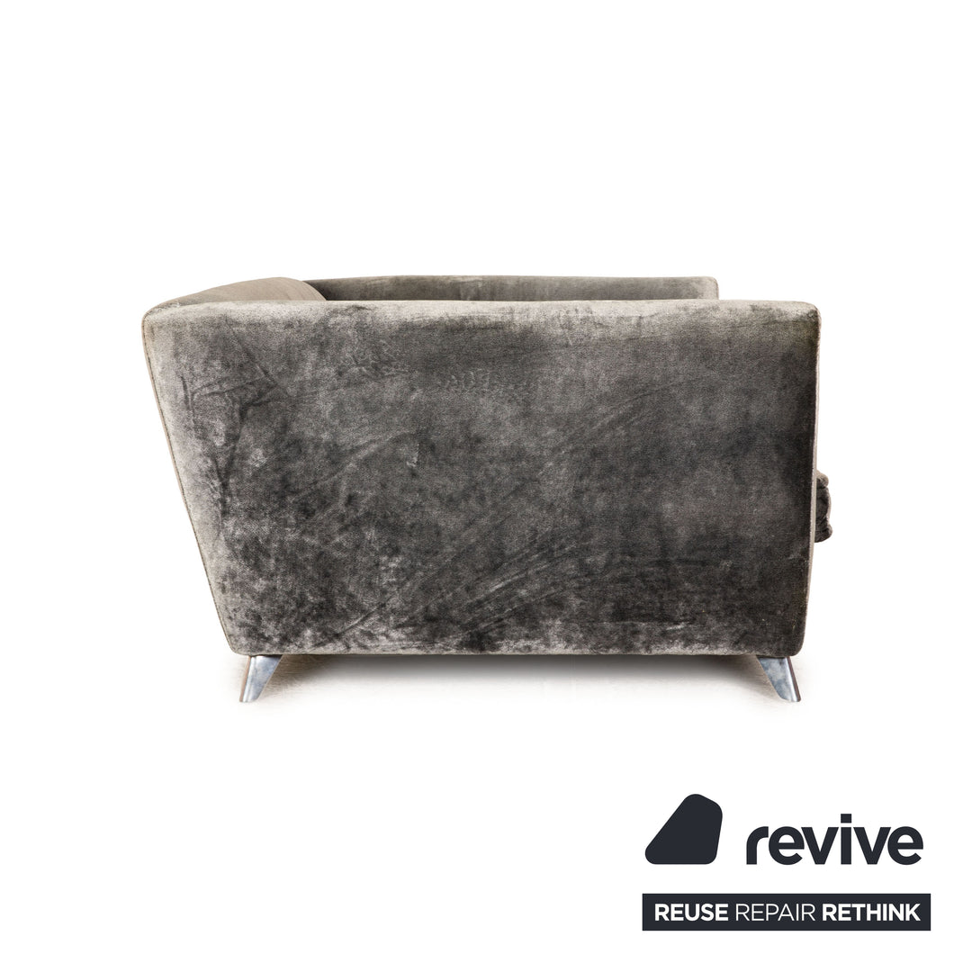 Bretz Monster Fabric Three Seater Silver Sofa Couch