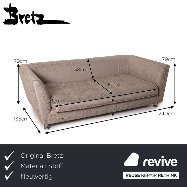 Bretz Monster fabric sofa grey-beige three-seater couch