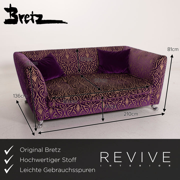 Bretz Monster Fabric Sofa Purple Three Seater #15146