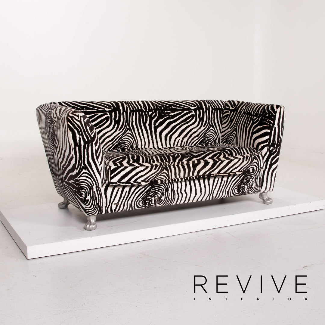 Bretz Monster Fabric Sofa White Black Two Seater #14802