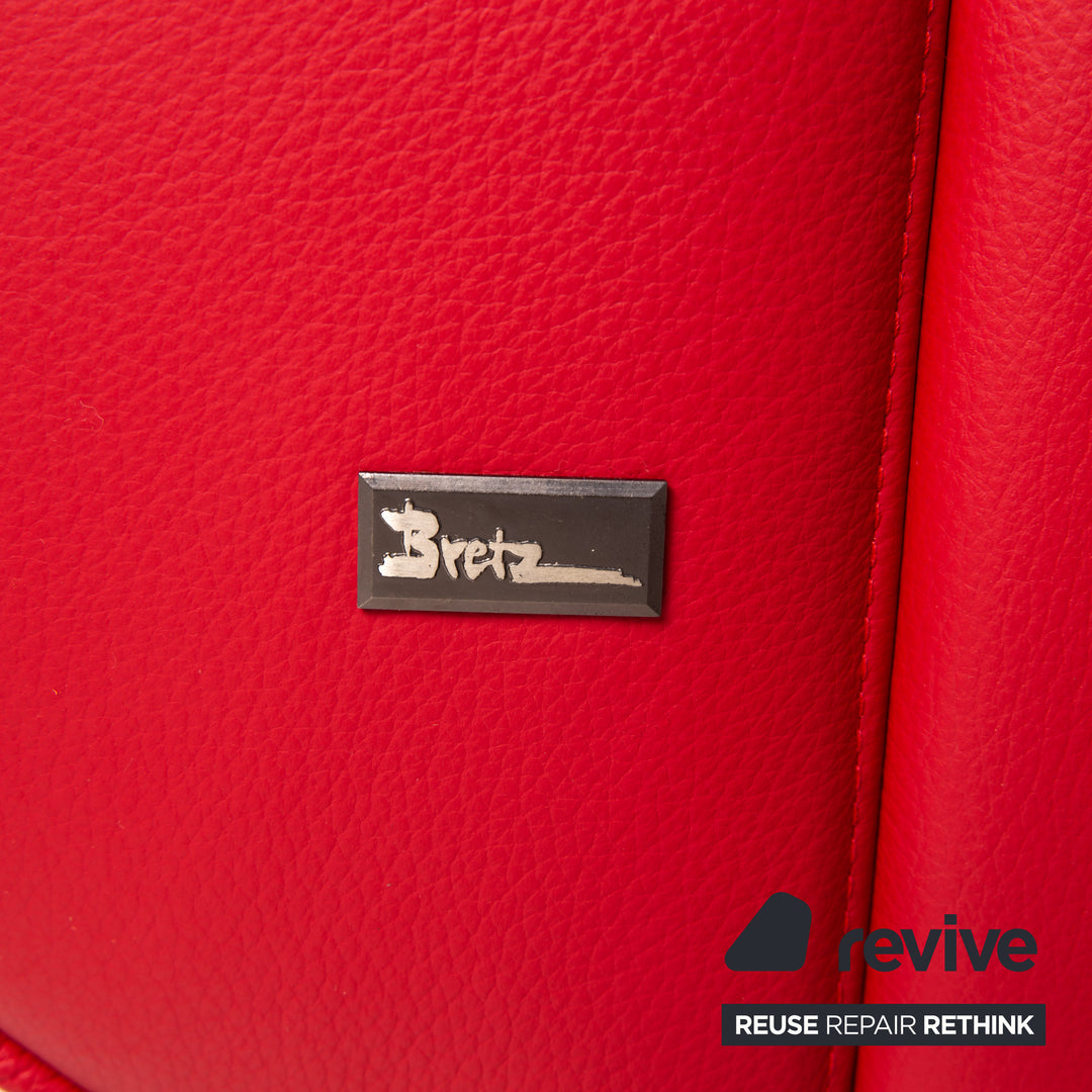 Lit double Bretz Moon cuir rouge lit 160x200cm