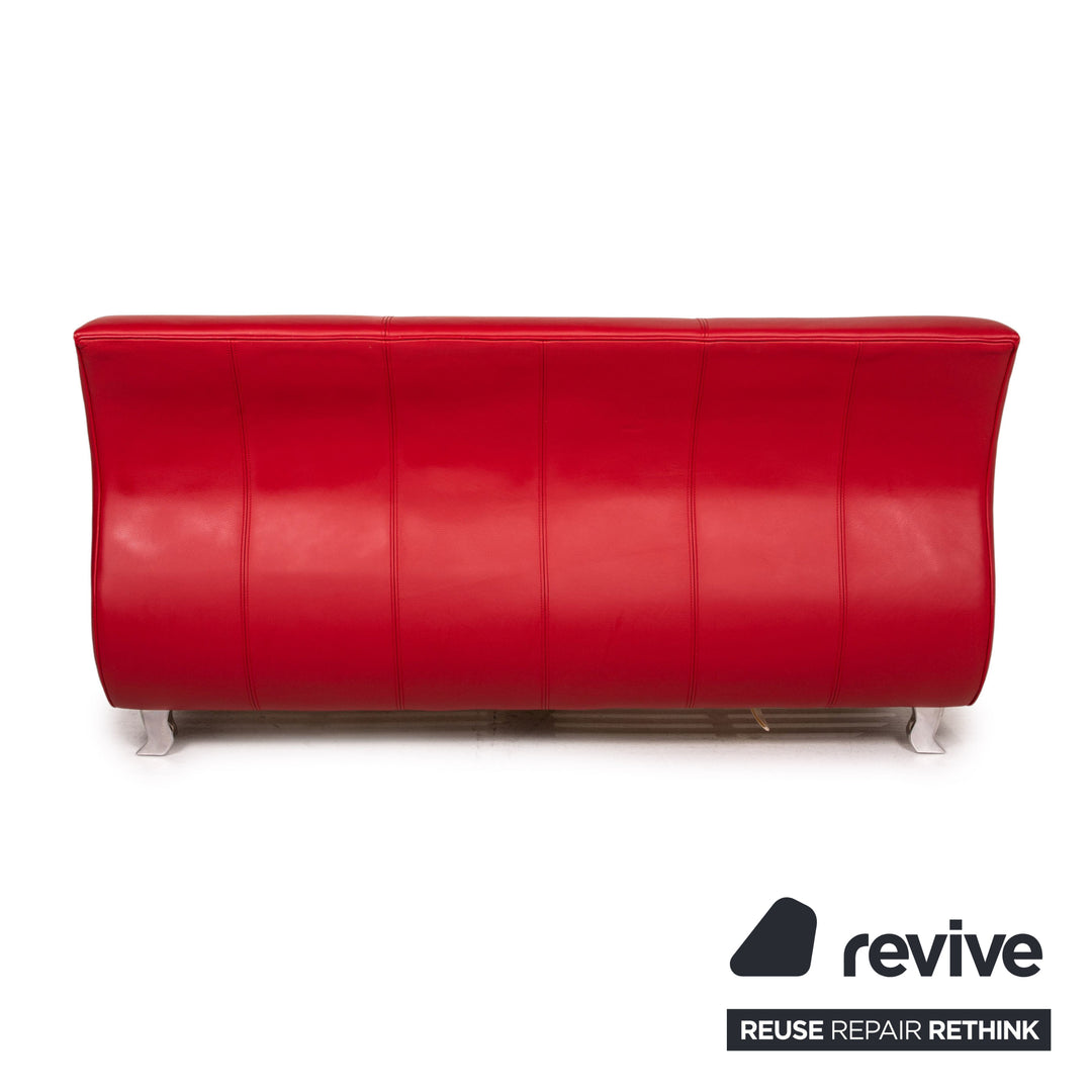 Lit double Bretz Moon cuir rouge lit 160x200cm