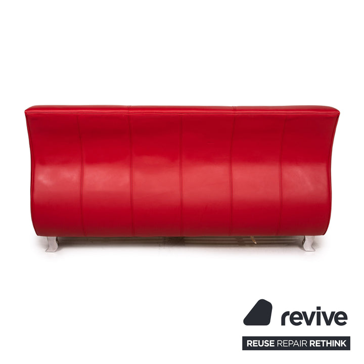 Lit double Bretz Moon cuir rouge lit 160x200cm