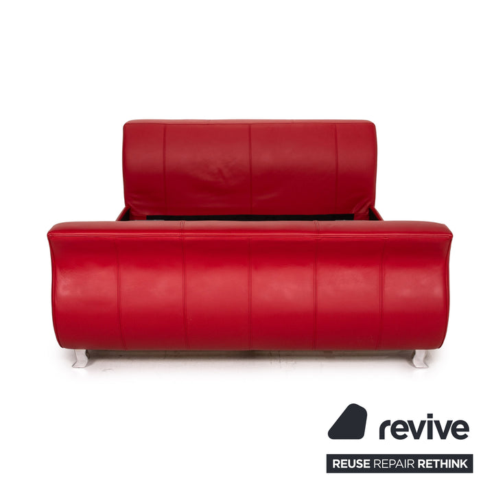 Lit double Bretz Moon cuir rouge lit 160x200cm
