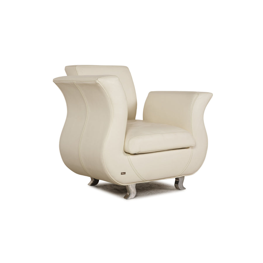 Bretz Moon leather armchair cream