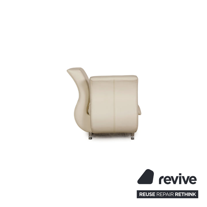 Bretz Moon leather armchair cream