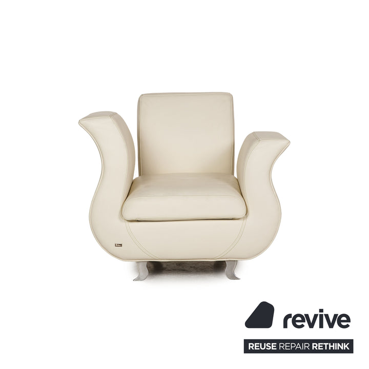 Bretz Moon leather armchair cream