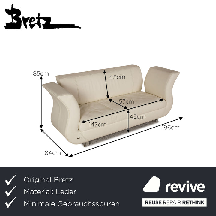 Bretz Moon leather sofa cream three seater couch