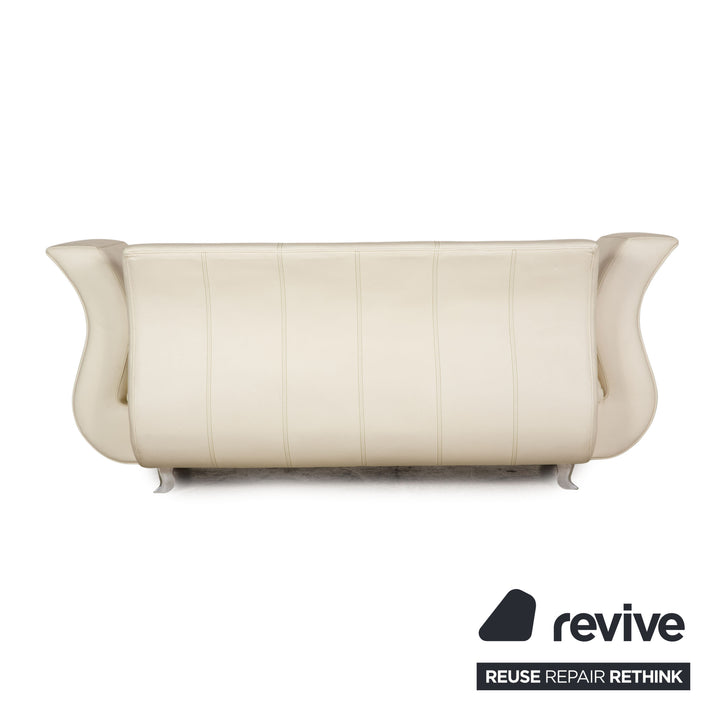 Bretz Moon leather sofa cream three seater couch