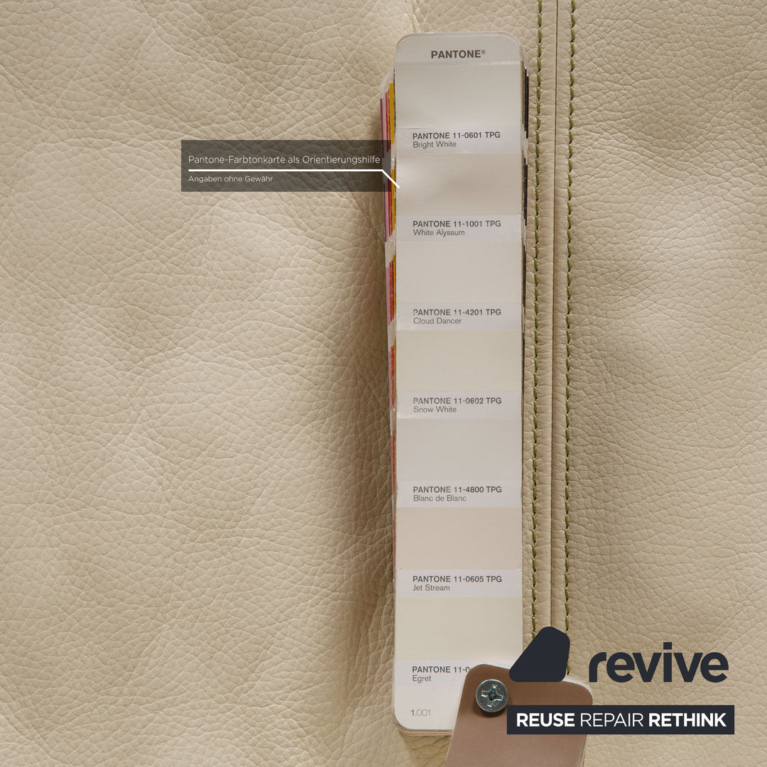 Bretz Moon leather sofa cream three seater couch