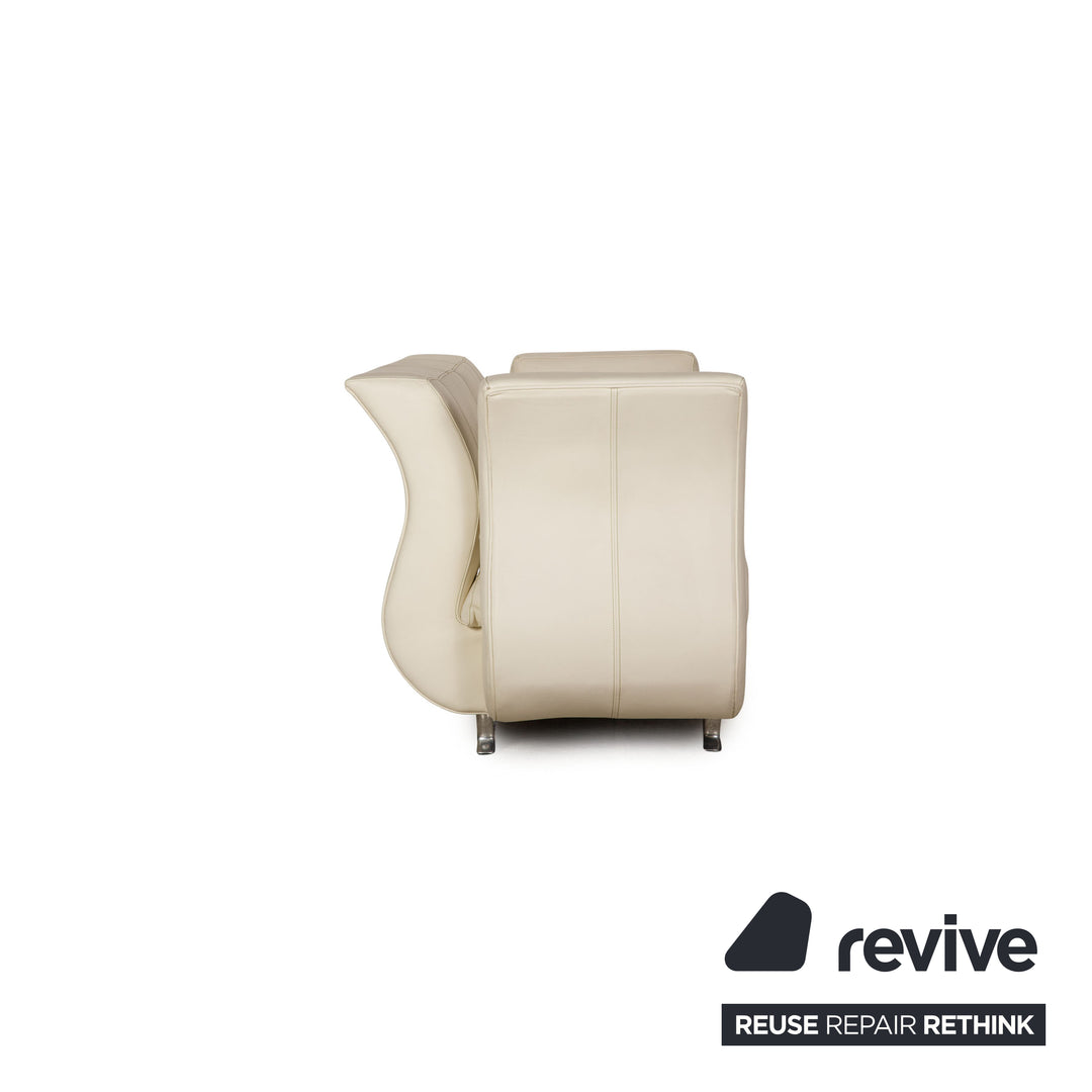 Bretz Moon leather sofa cream three seater couch