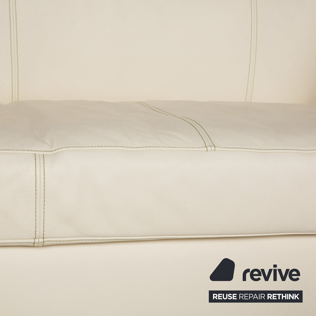 Bretz Moon leather sofa cream three seater couch