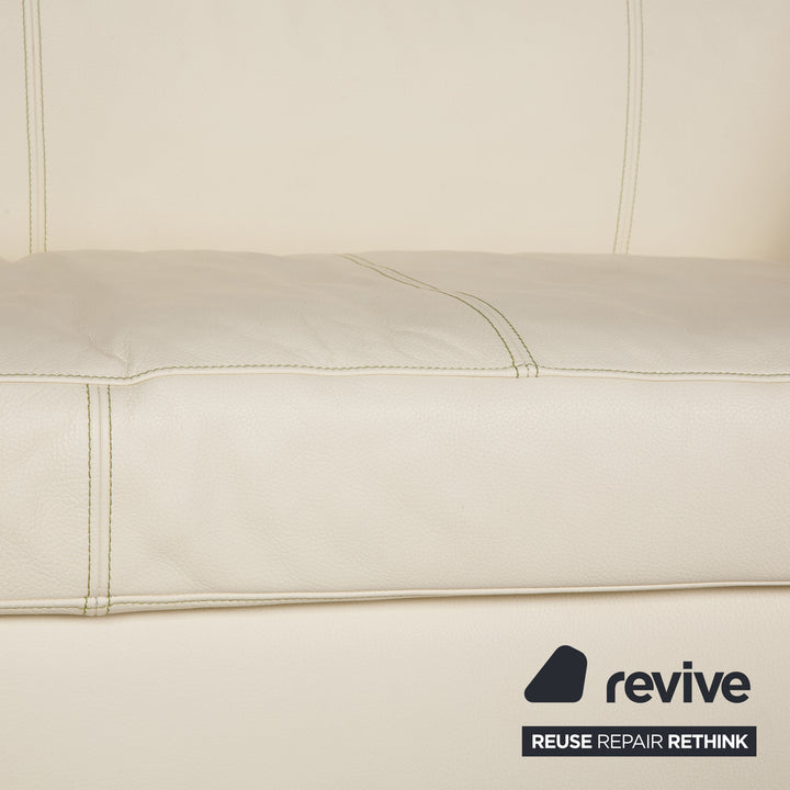 Bretz Moon leather sofa cream three seater couch