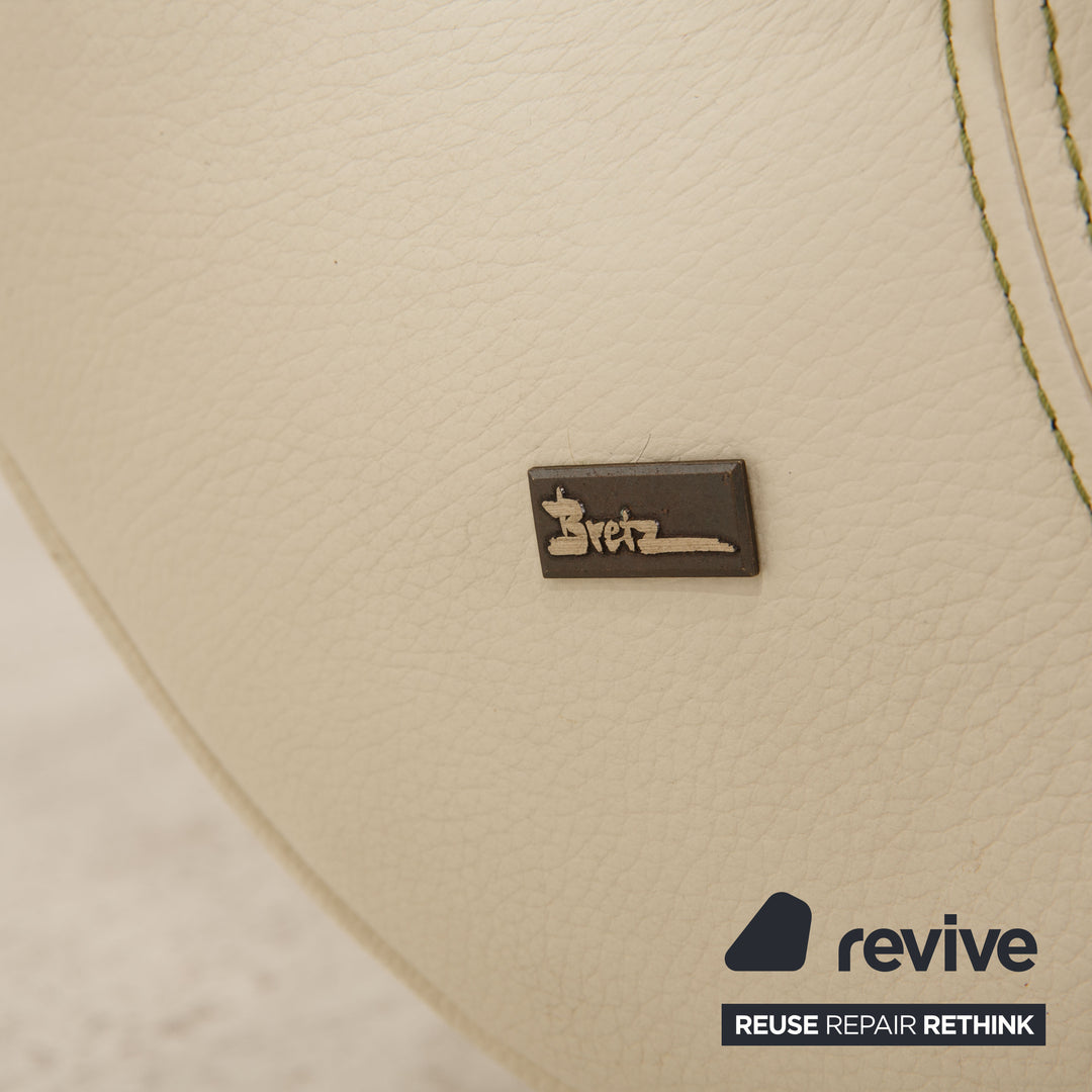 Bretz Moon leather sofa cream three seater couch