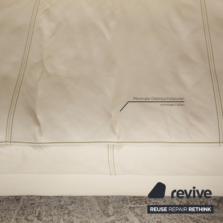 Bretz Moon leather sofa cream three seater couch