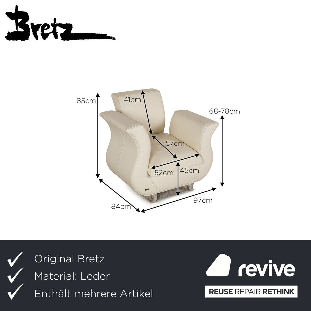 Ensemble de canapé en cuir Bretz Moon crème fauteuil trois places