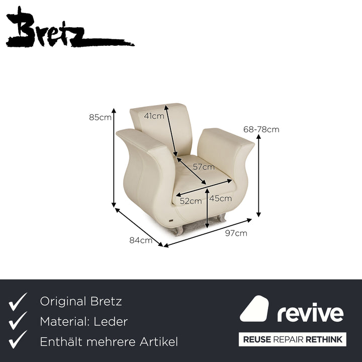 Ensemble de canapé en cuir Bretz Moon crème fauteuil trois places