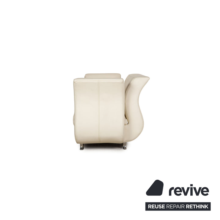 Ensemble de canapé en cuir Bretz Moon crème fauteuil trois places