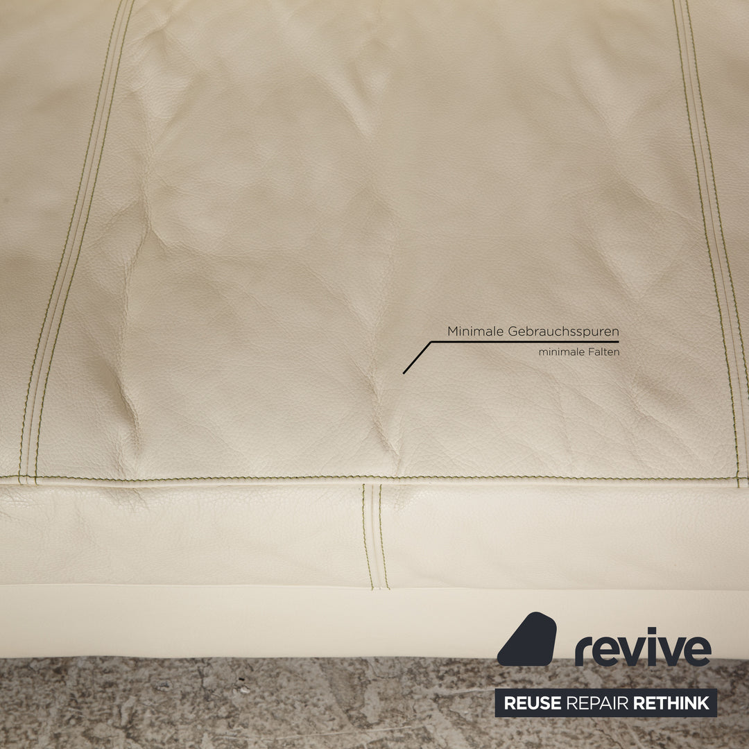 Ensemble de canapé en cuir Bretz Moon crème fauteuil trois places