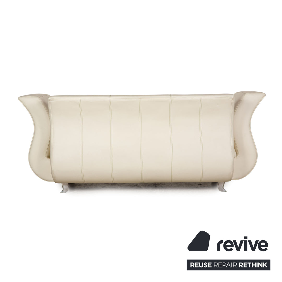 Ensemble de canapé en cuir Bretz Moon crème fauteuil trois places