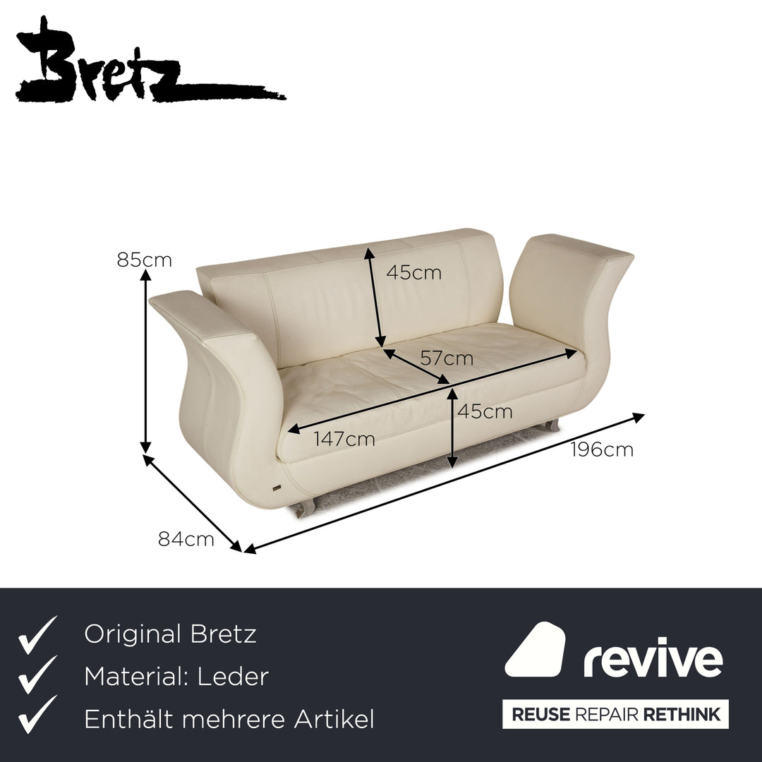 Ensemble de canapé en cuir Bretz Moon crème fauteuil trois places