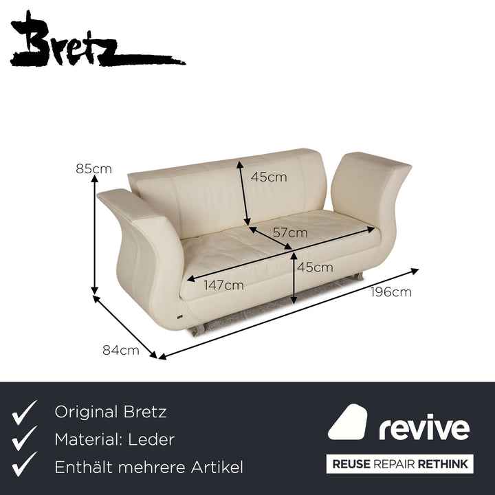 Ensemble de canapé en cuir Bretz Moon crème fauteuil trois places