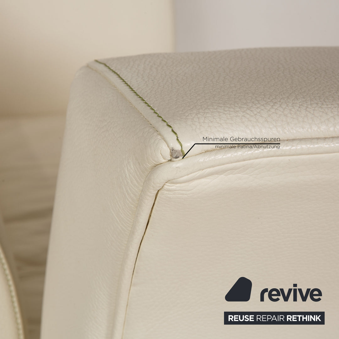 Ensemble de canapé en cuir Bretz Moon crème fauteuil trois places