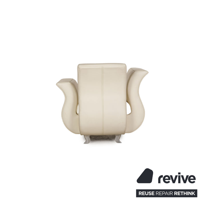 Ensemble de canapé en cuir Bretz Moon crème fauteuil trois places