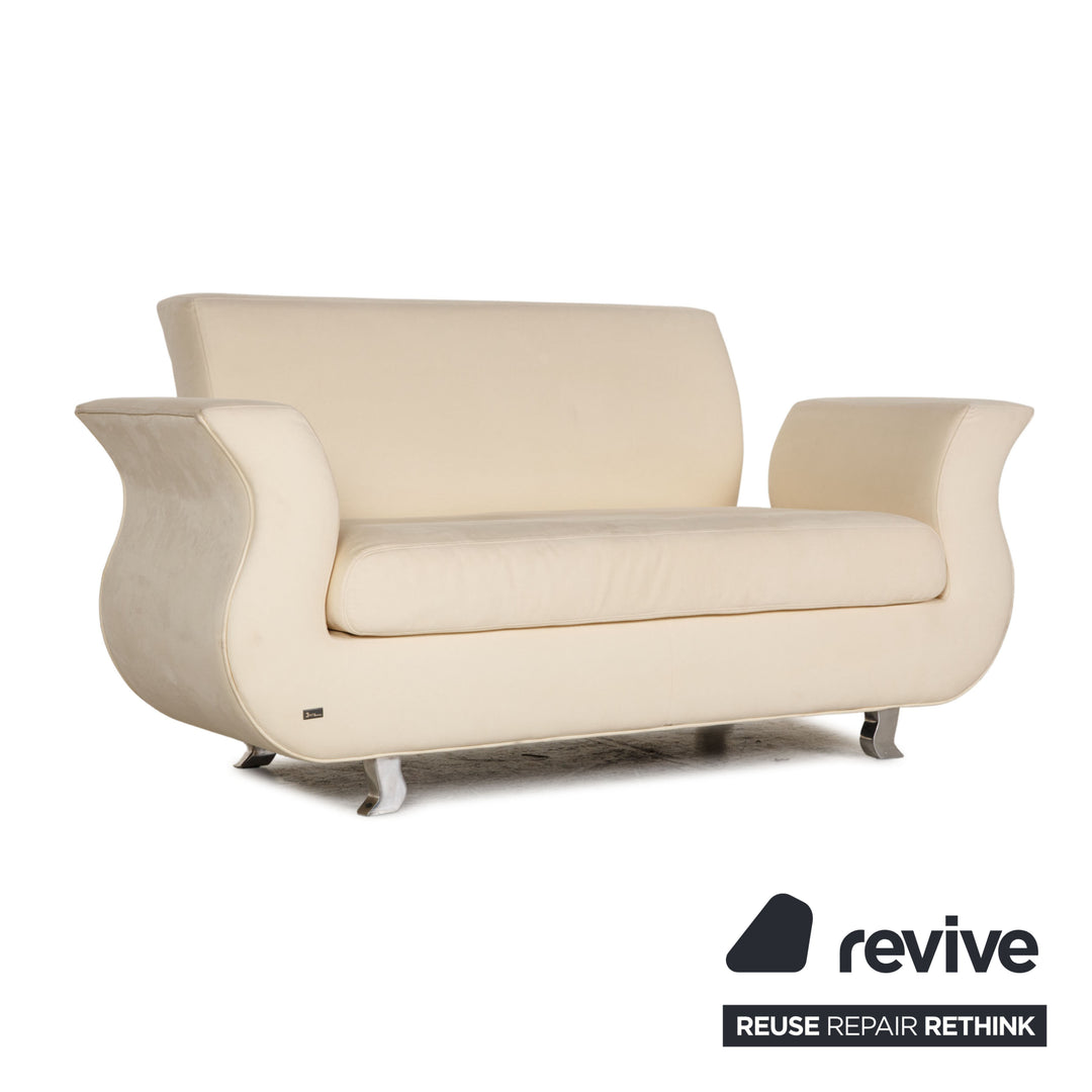 Bretz Moon Stoff Sofa Creme Zweisitzer Couch