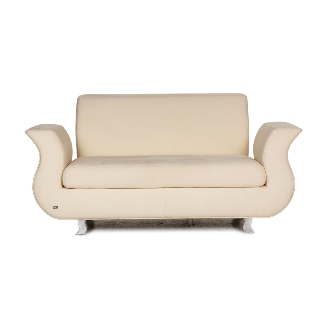 Bretz Moon Stoff Sofa Creme Zweisitzer Couch