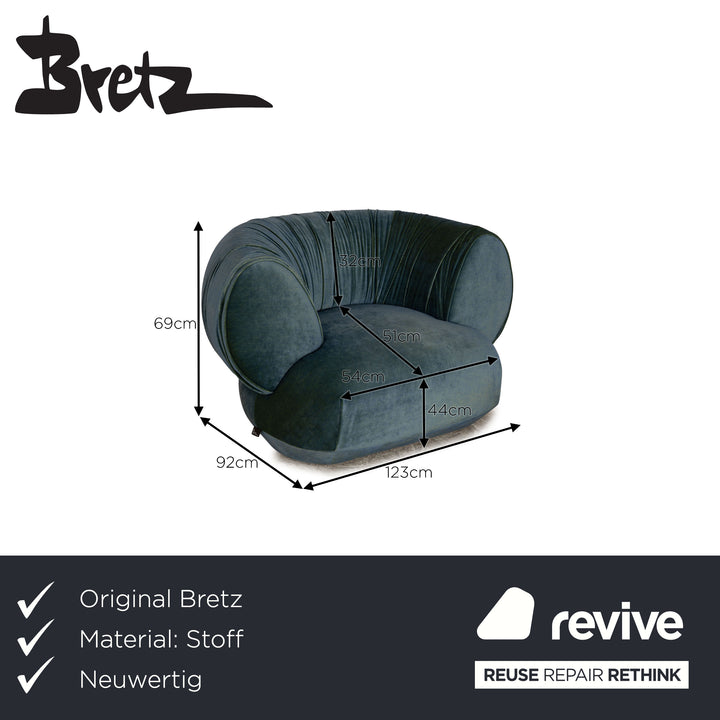 Bretz Nanami fabric armchair dark blue including stool exhibit