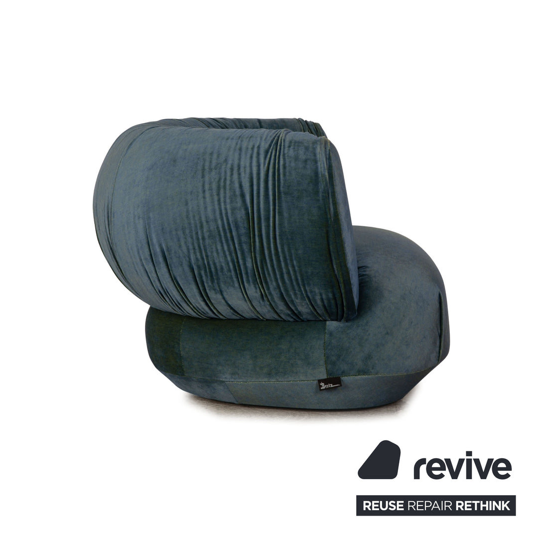 Bretz Nanami fabric armchair dark blue including stool exhibit