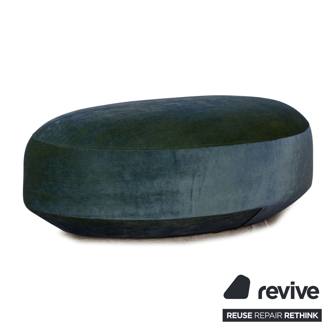 Bretz Nanami fabric armchair dark blue including stool exhibit