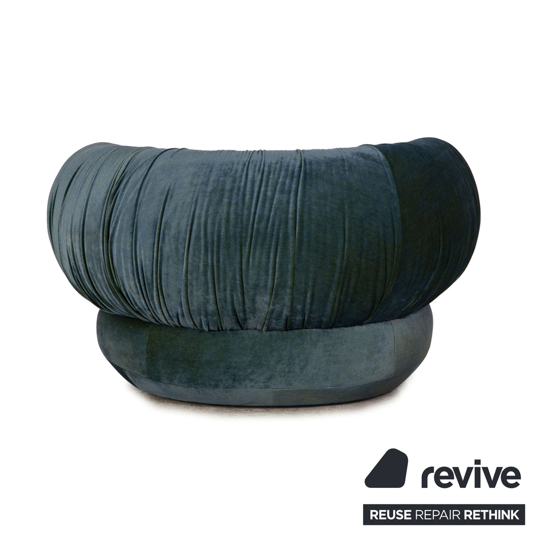 Bretz Nanami fabric armchair dark blue including stool exhibit