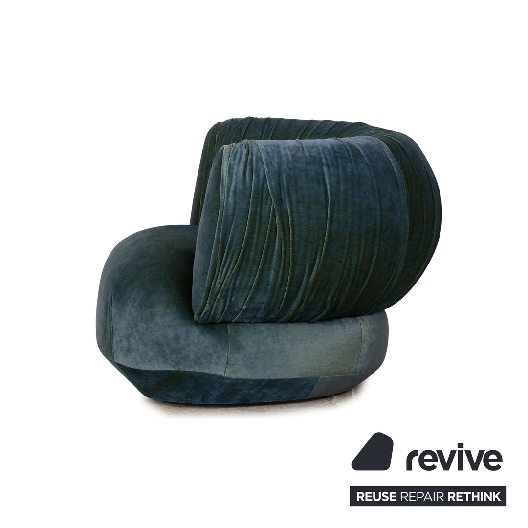 Bretz Nanami fabric armchair dark blue including stool exhibit